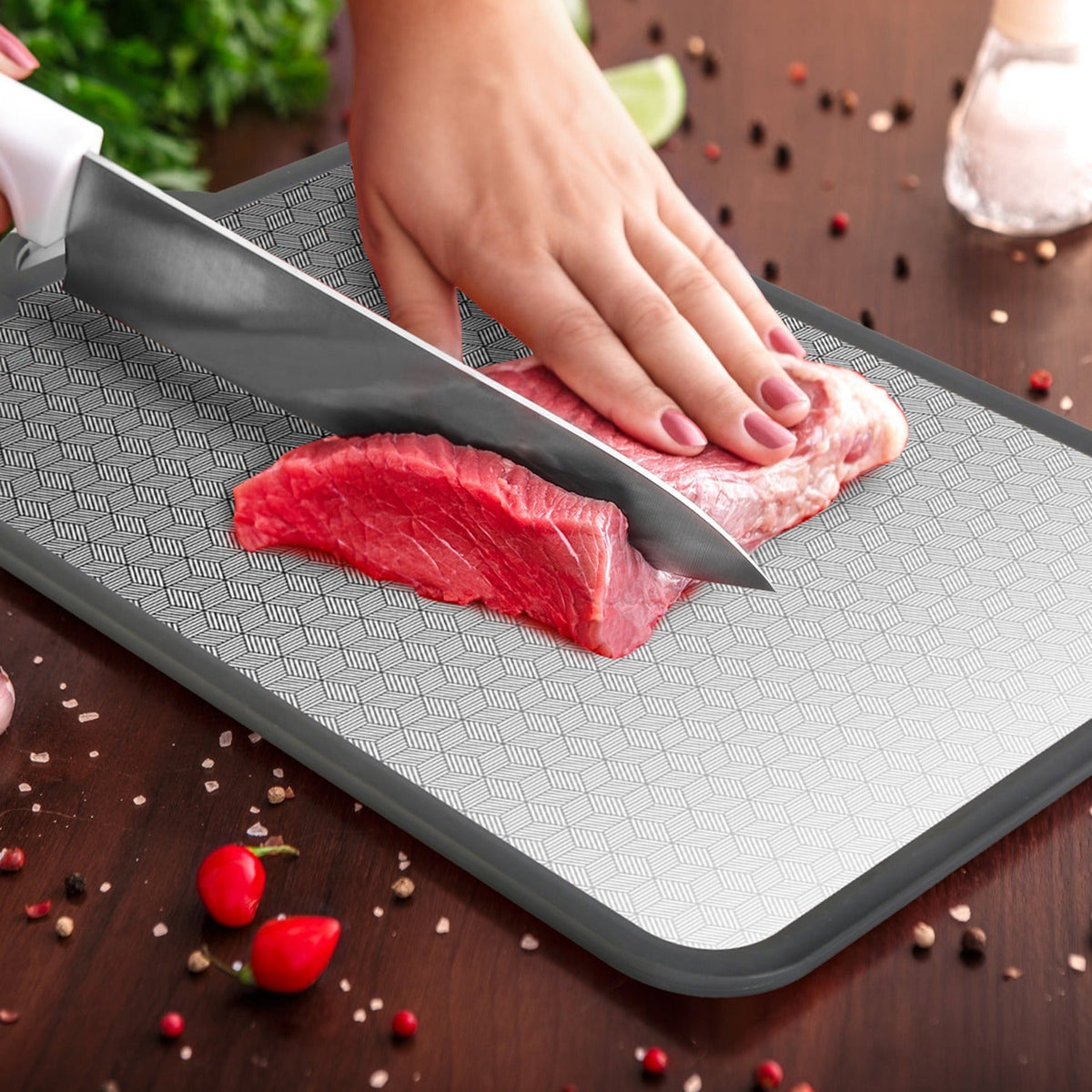 Stainless Steel Chopping Board With Knife Sharpener - BlackForge